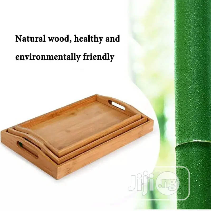 3pcs Bamboo Tray Set