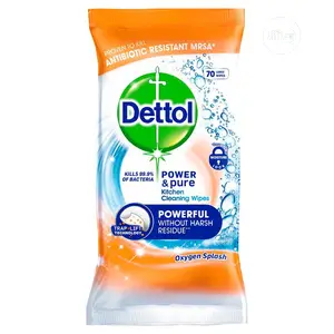 Photo - Dettol Power & Pure Bathroom Cleaning 70 Large Wipes