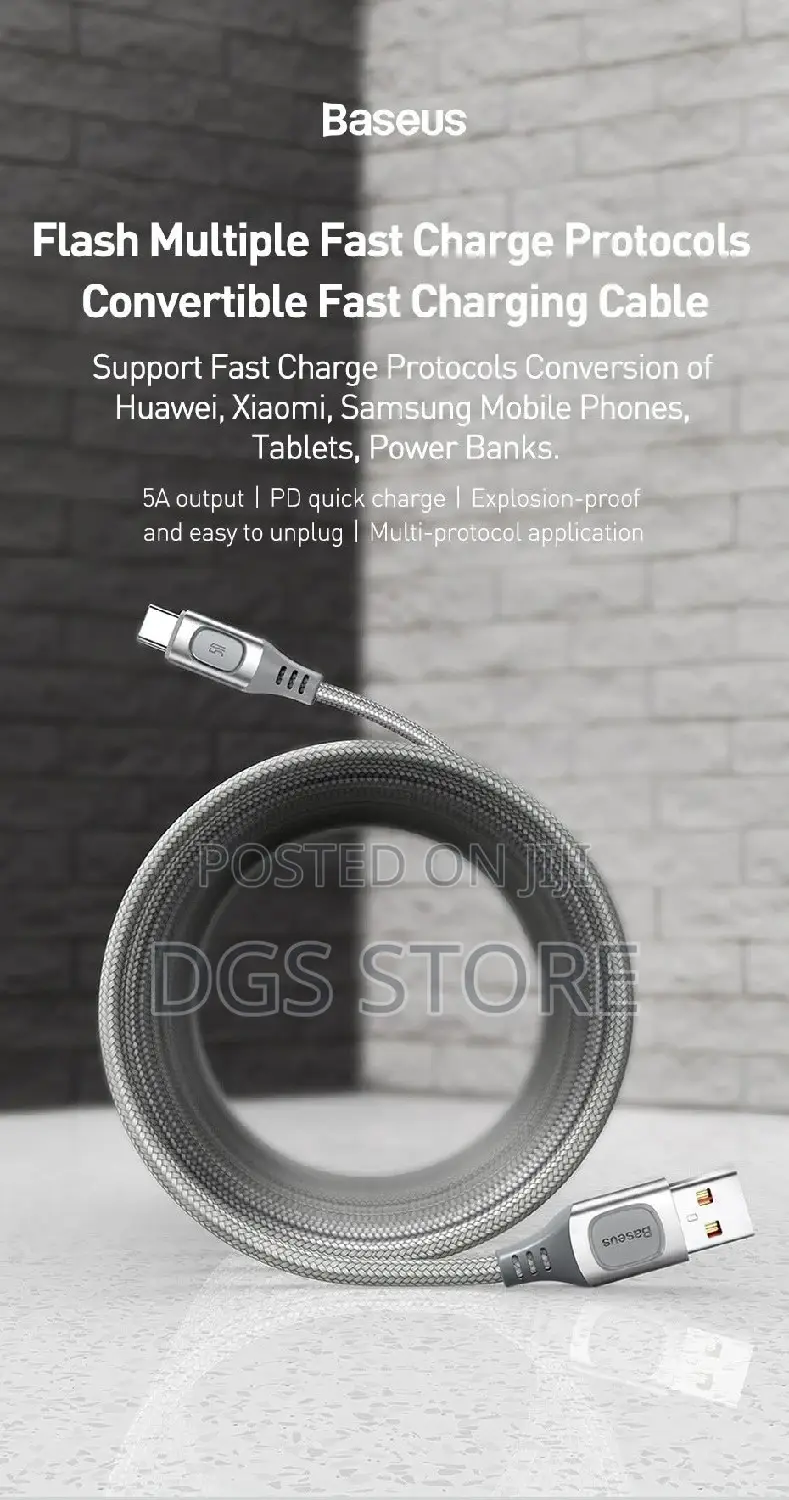 Baseus Fast Charging Cable Type C Multi Protocol Conversion