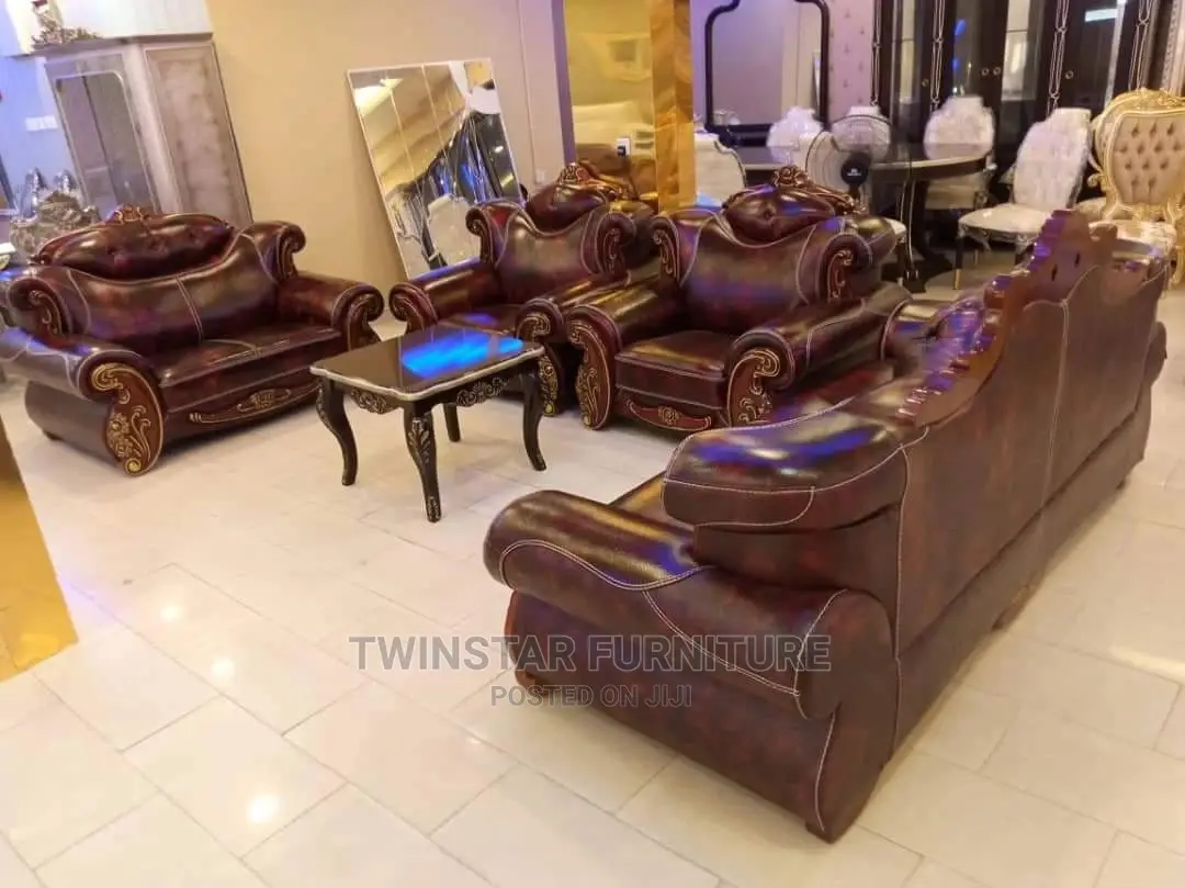 7 Seater Royal Brown Leather Sofa Chair