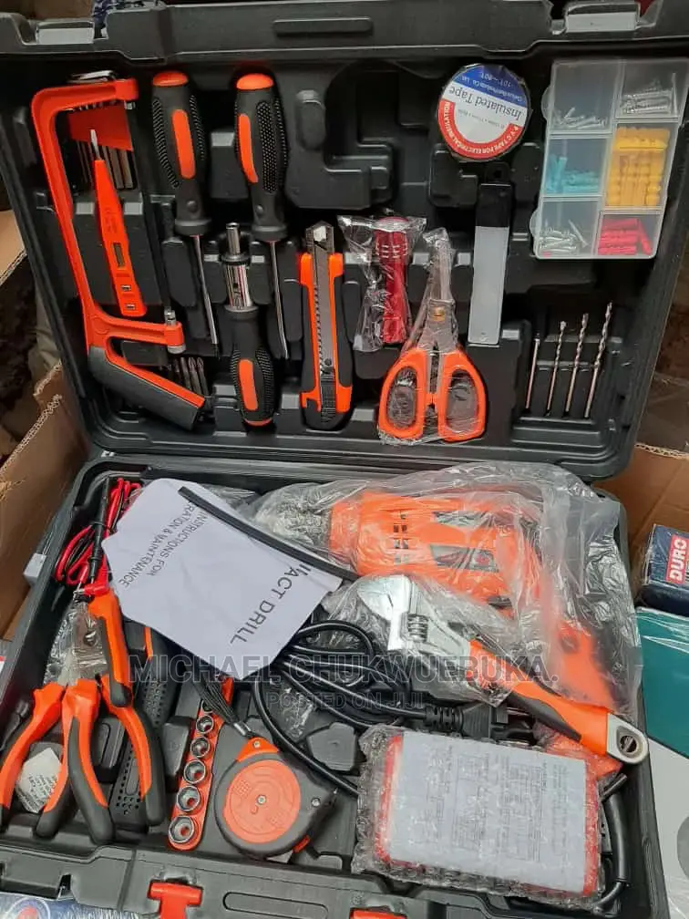 Tools Box Kit Set With Electric Drill Machine