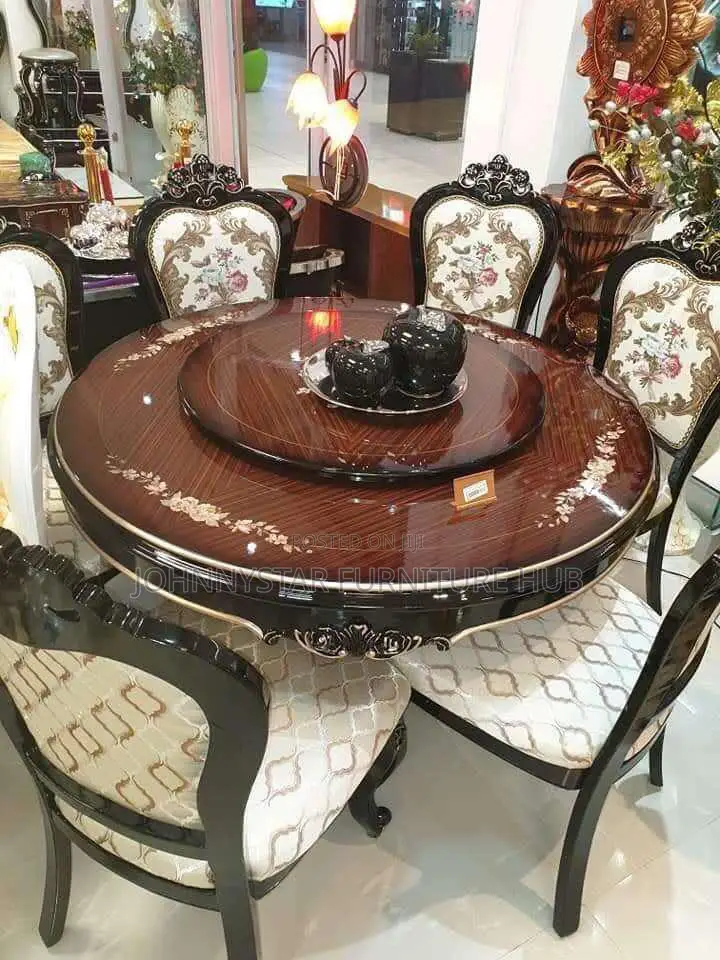 Italian Unique Round Dinning Table With 6 Chairs