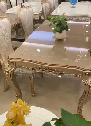 Italian Royal Wooden Dining Table With 6 Chairs