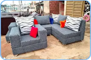 Set of Pillowed Fabric Sofa