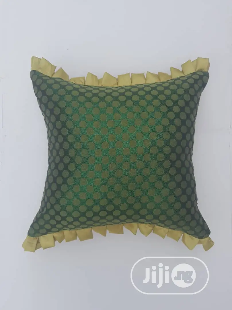 Green Dotted Throw Pillow - 18 by 18inchs