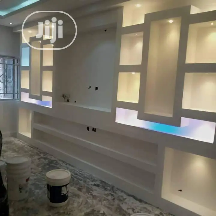 Tv Wall Unit. Pop Wall Design.Pop Ceiling, Interior.Design