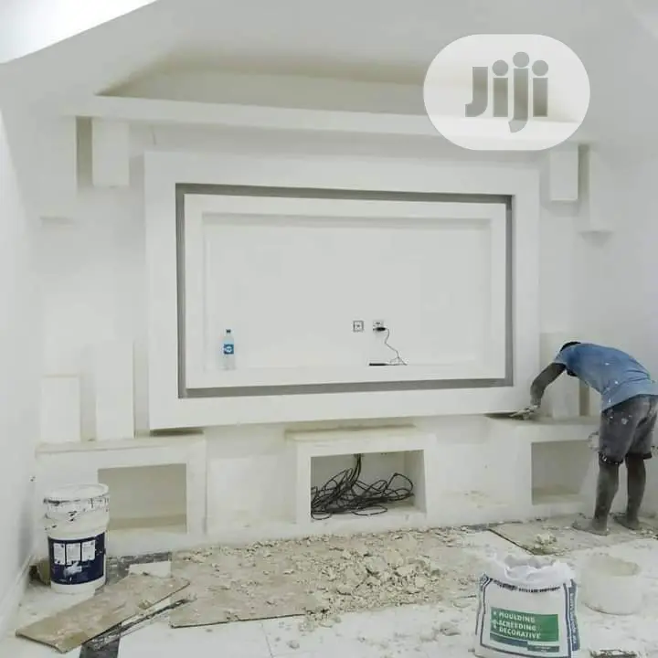 Tv Wall Unit. Pop Wall Design.Pop Ceiling, Interior.Design