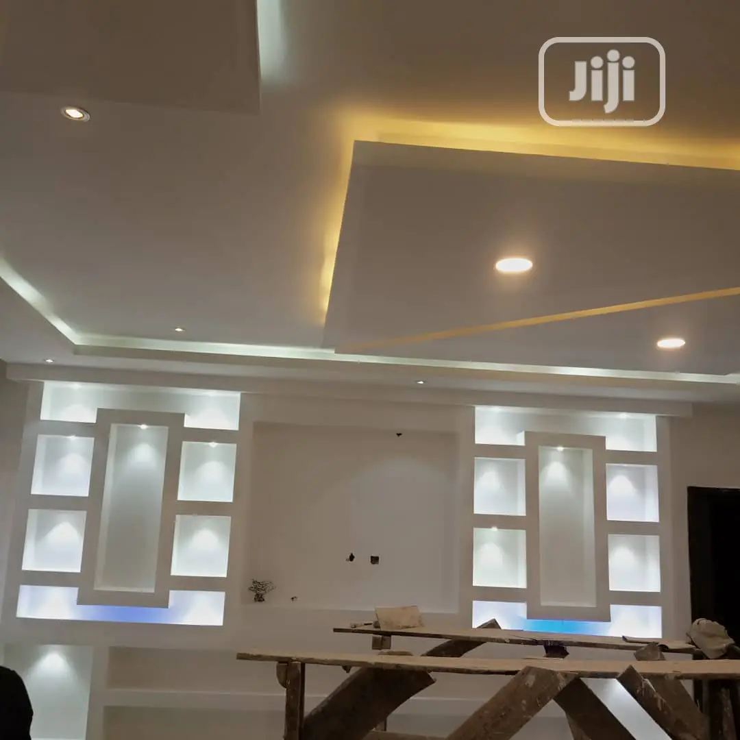 Tv Wall Unit. Pop Wall Design.Pop Ceiling, Interior.Design