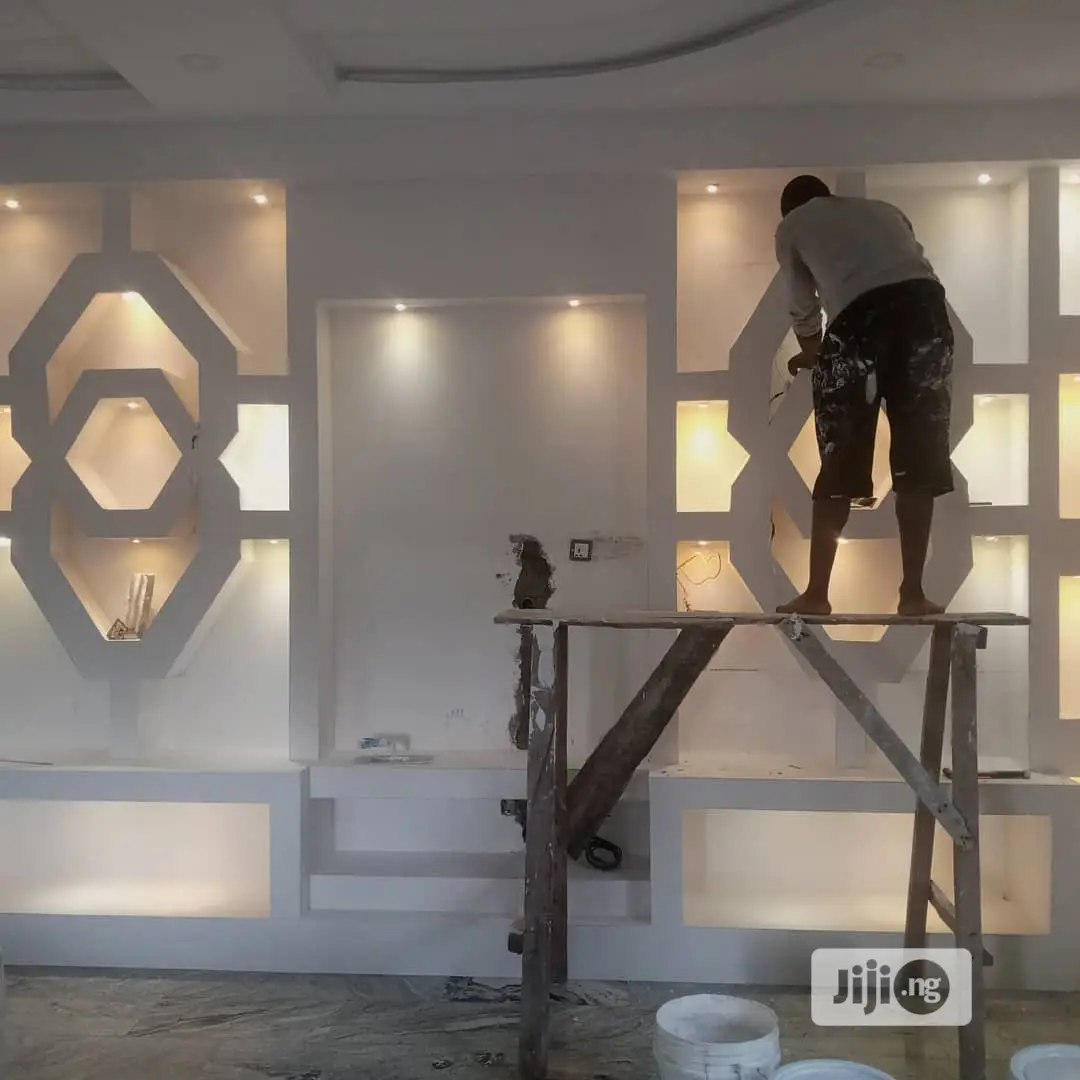 Tv Wall Unit. Pop Wall Design.Pop Ceiling, Interior.Design