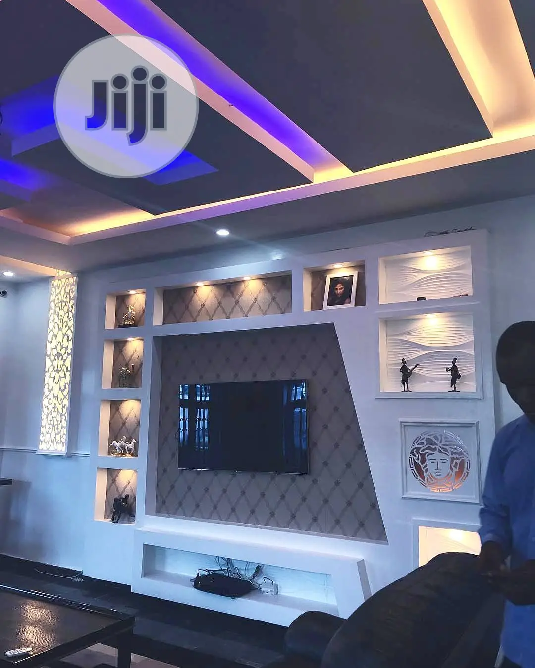 Tv Wall Unit. Pop Wall Design.Pop Ceiling, Interior.Design
