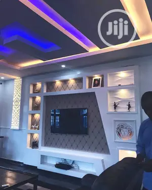 Tv Wall Unit. Pop Wall Design.Pop Ceiling, Interior.Design