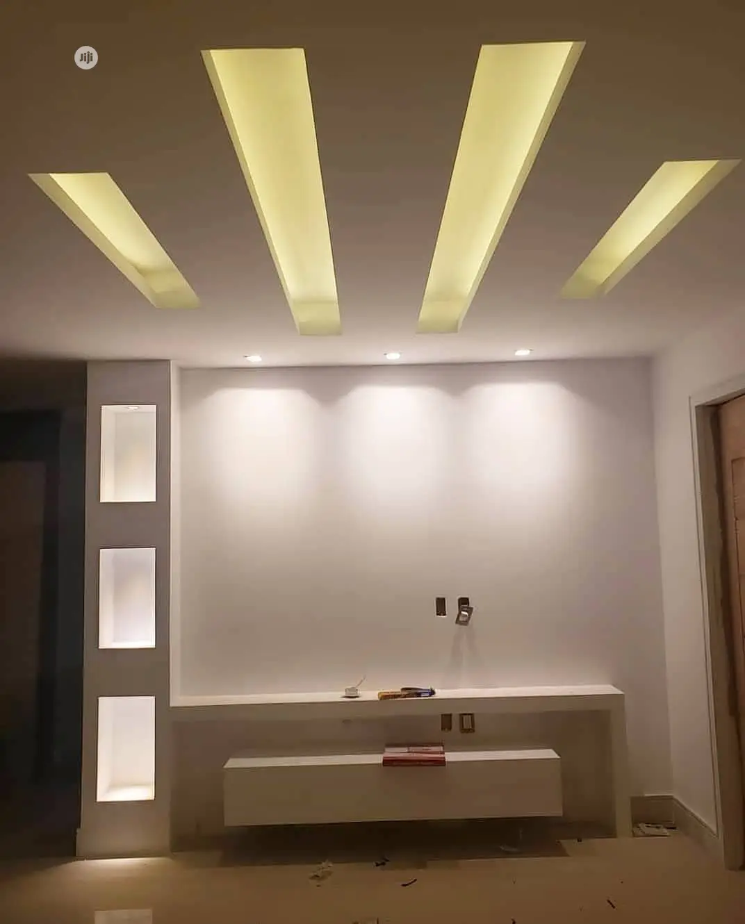 Tv Wall Unit. Pop Wall Design.Pop Ceiling, Interior.Design