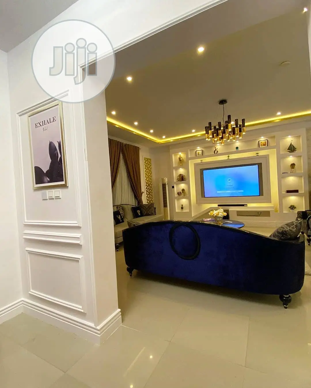 Tv Wall Unit. Pop Wall Design.Pop Ceiling, Interior.Design