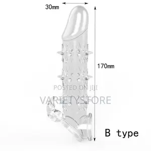 Silicone Reusable Condom With Spike Penis Ring Extender