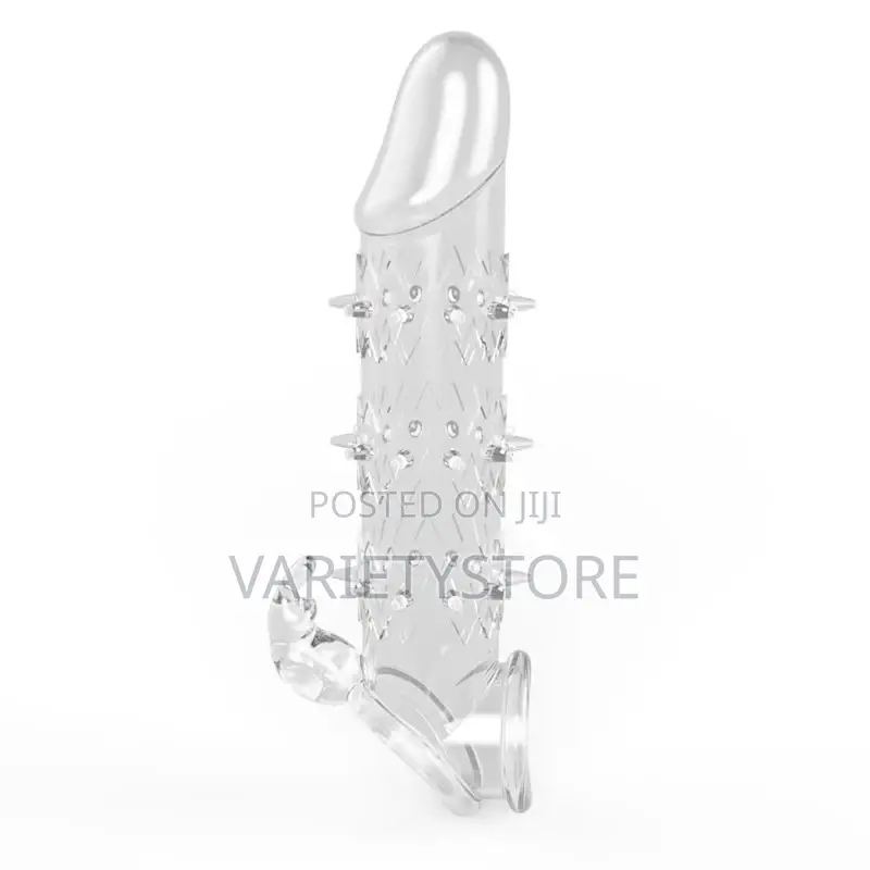Silicone Reusable Condom With Spike Penis Ring Extender