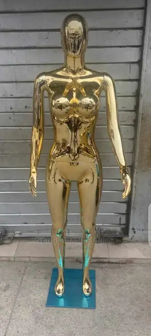 Big Breast and Straight Pose Gold Female Mannequin