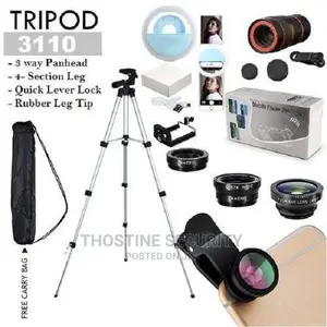 Tripod Stand With Clip Lens, Phone Ring Light & Telescope