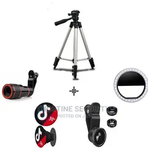 Mobile Tripod With Telescope Phone Ring Light & Clip Lens