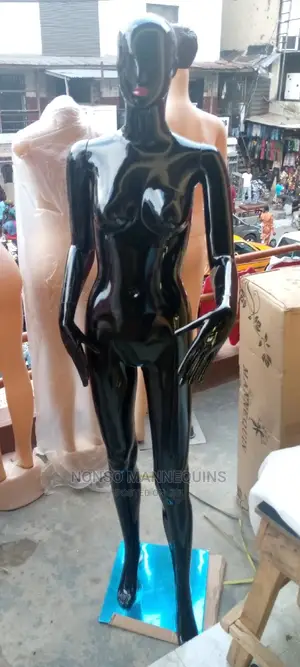 New Glossy Black Female Mannequin With Red Lips