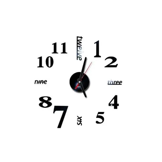 3D DIY Acrylic Mirror Stickers Quartz Modern Wall Clocks
