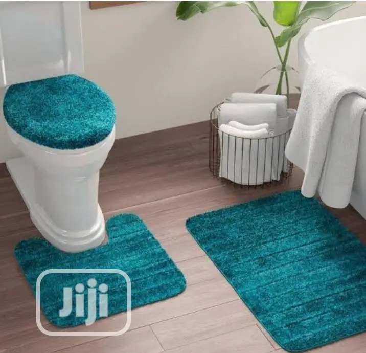 3pcs Set Bathroom Sets Rug Mat Blue High Quality