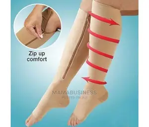 Zip Sox Zip-Up Compression Socks L/Xl - Beige