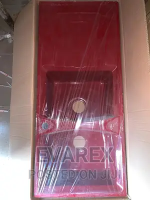 Red Acrylic Kitchen Sink, Double Bowl Single Tray