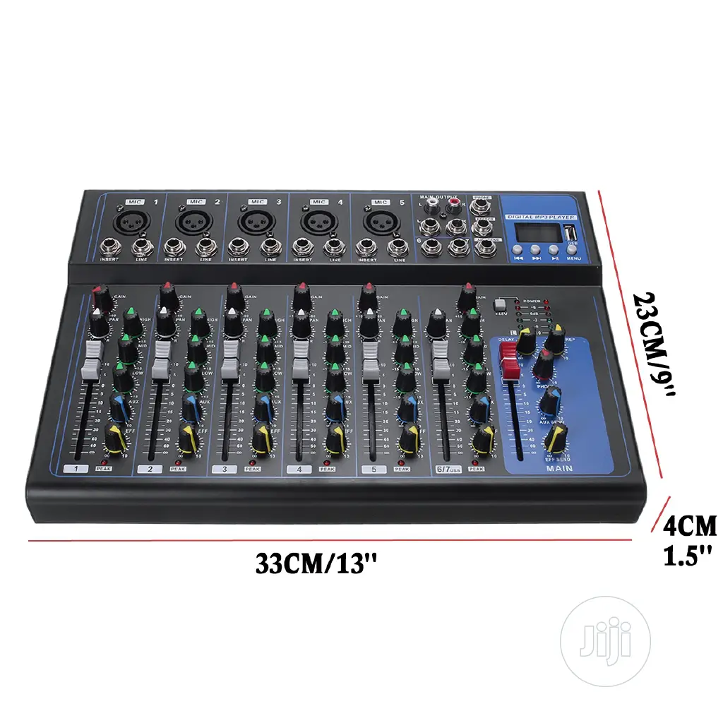 7 Channel Bluetooth Professional Audio Mixing Usb