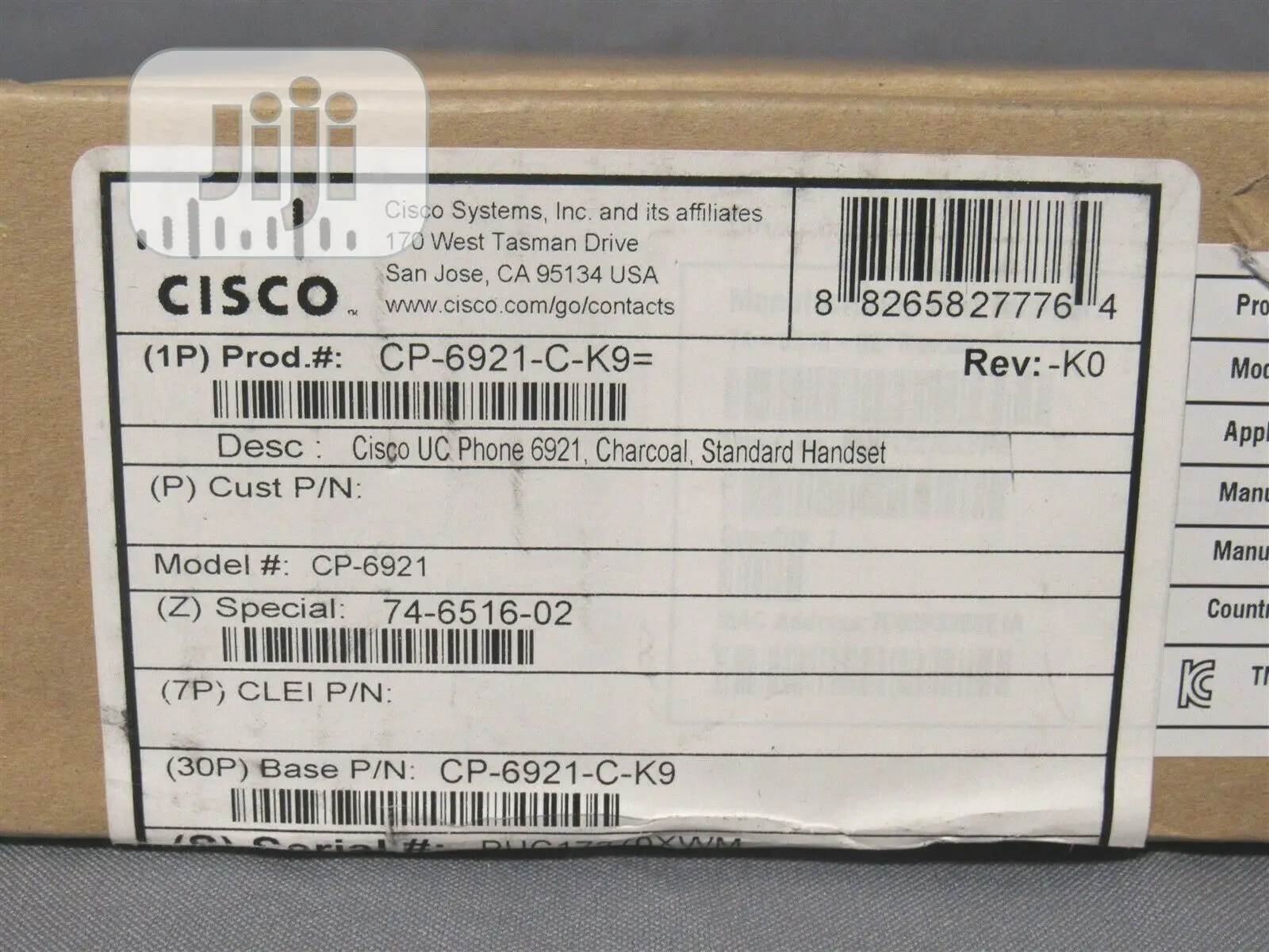 Cisco Cp-6921-C- Uc Desktop Phone