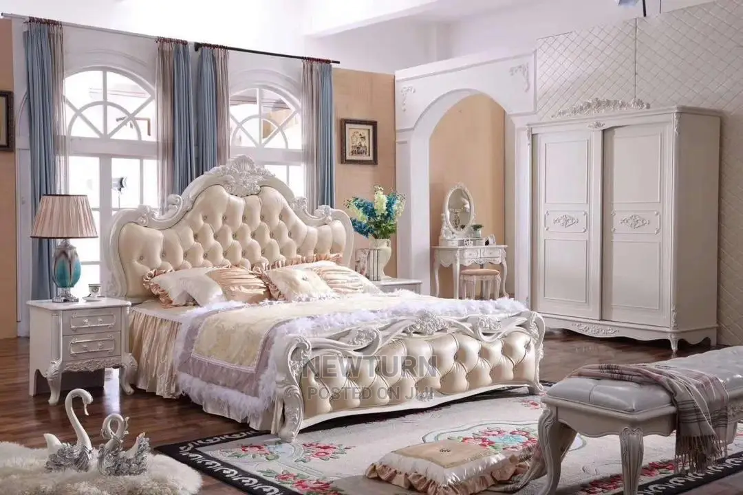 Modern High Back Rest Padded Bed With Side Drawers.