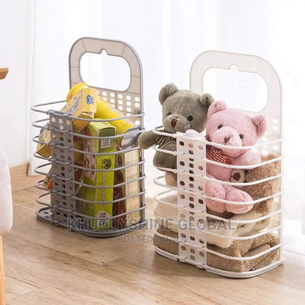 Laundry Basket, Hangable and Foldable Storage Box, Plastic