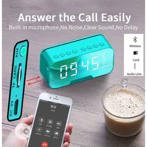 Alarm Mirror Clock FM Radio Wireless Bluetooth Speaker