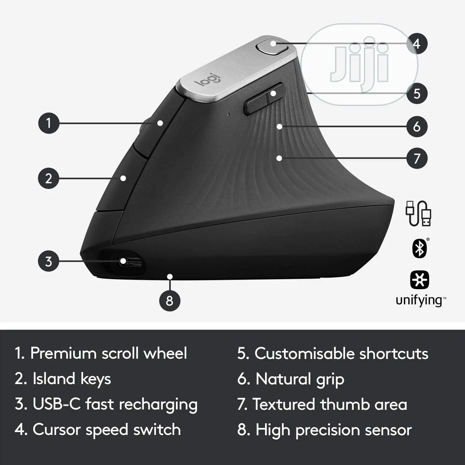 Logitech Mx Vertical Ergonomic Wireless Mouse , Bluetooth