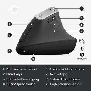 Logitech Mx Vertical Ergonomic Wireless Mouse , Bluetooth