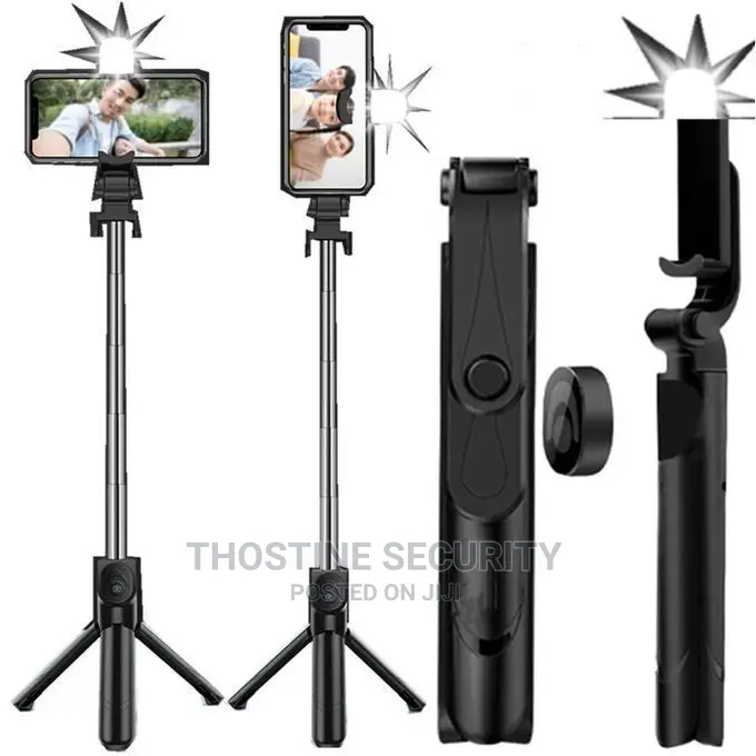 Selfie Stick With Tripod Stand Remote and Flashlight