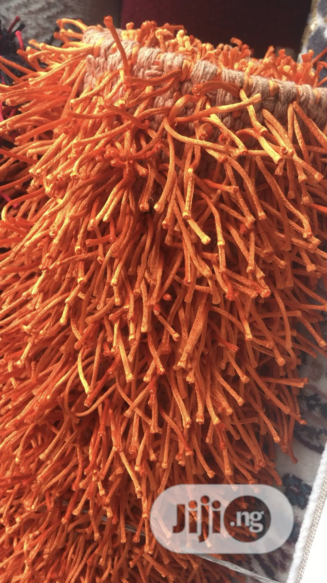 Plain Orange Poly Shaggy Center Rugs 4/6