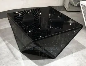 Black Daimond Crush Mirrored Coffee Table, V-shaped