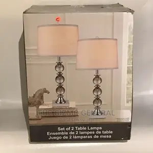 Bridgeport Design Set of 2 Crystal Table Lamps Hardback Fabr