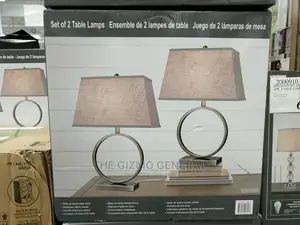 Bridgeport Designs Brushed Steel Halo Table Lamp 2pack