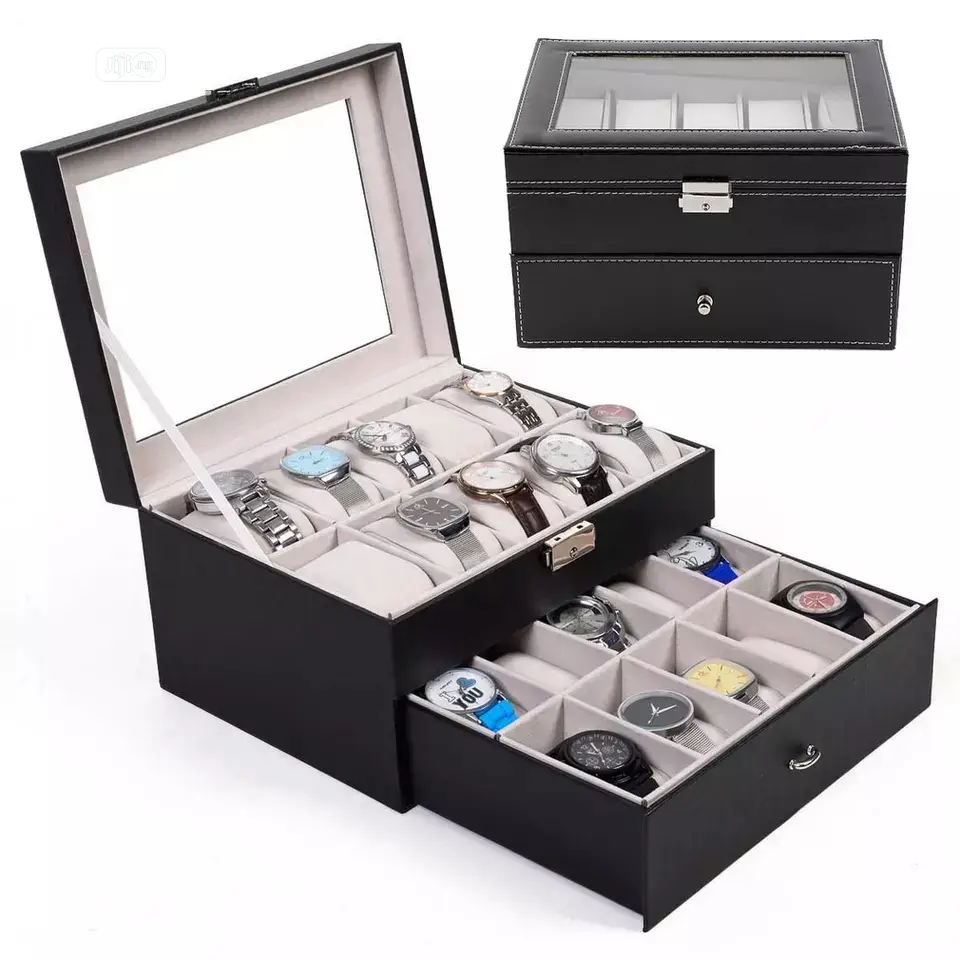 Double Layer 20 Grids Watches Boxes Jewelry Organizer