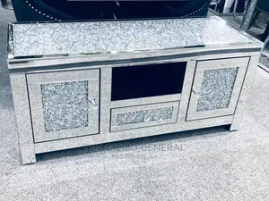 Large Diamond Crush Mirrored Media Unit/Tv Stand