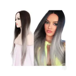 Grey Color Long Hair Straight Wig