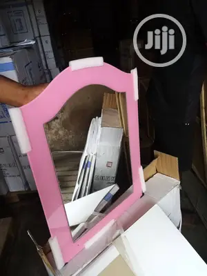Bathroom Mirror and Shelves Pink