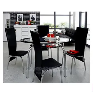 Varezze 130cm Glass Dining Table + 4 Chairs