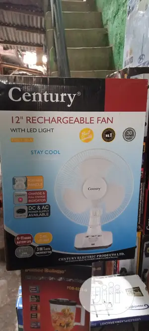 Century 12 Rechargeable Fan With LED Light 4-11 Hours