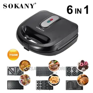 6 in 1 Waffle,Toaster,Grill,Donut,Cake and Cookie Maker