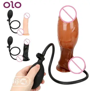 Brown Inflatable Dildo Pump Butt Plug