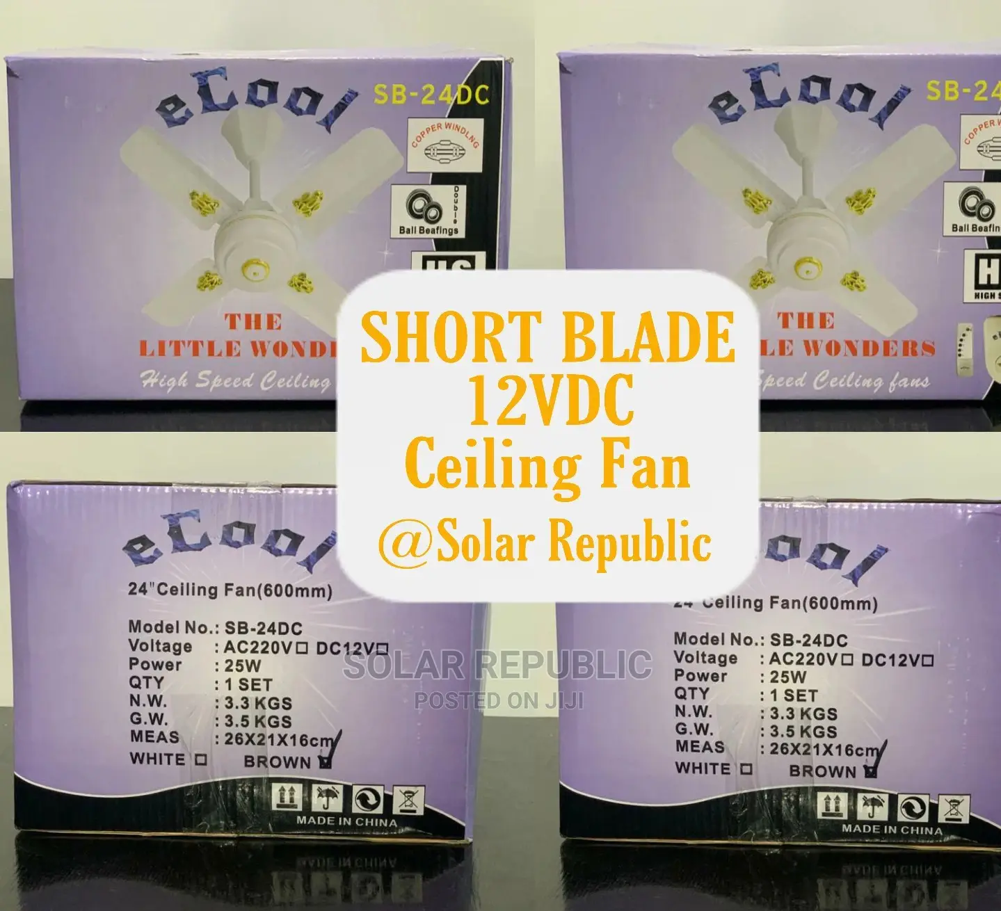 Solar Ac/Dc 12V Ceiling Fan