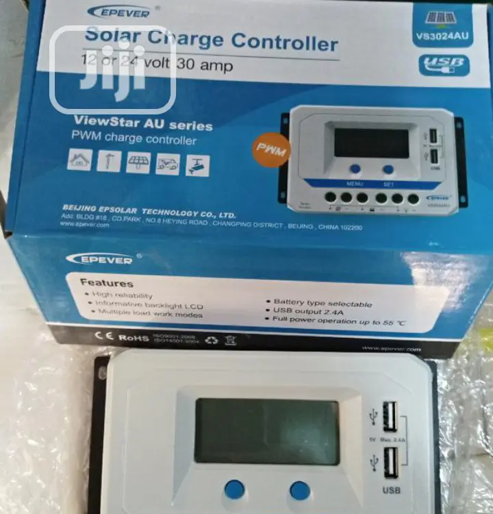 30ahs Epever Solar Charge Controller 12/24volt.