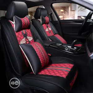 Butterfly Car Seat Universal Red Black Leather Cover